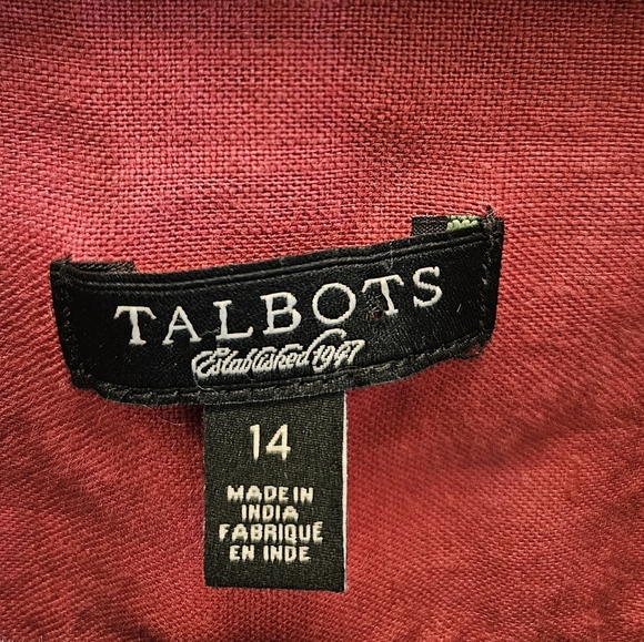 Talbots Pure Irish Linen Button Down Shirt Solid Burgundy Red Womens - Picture 5 of 6